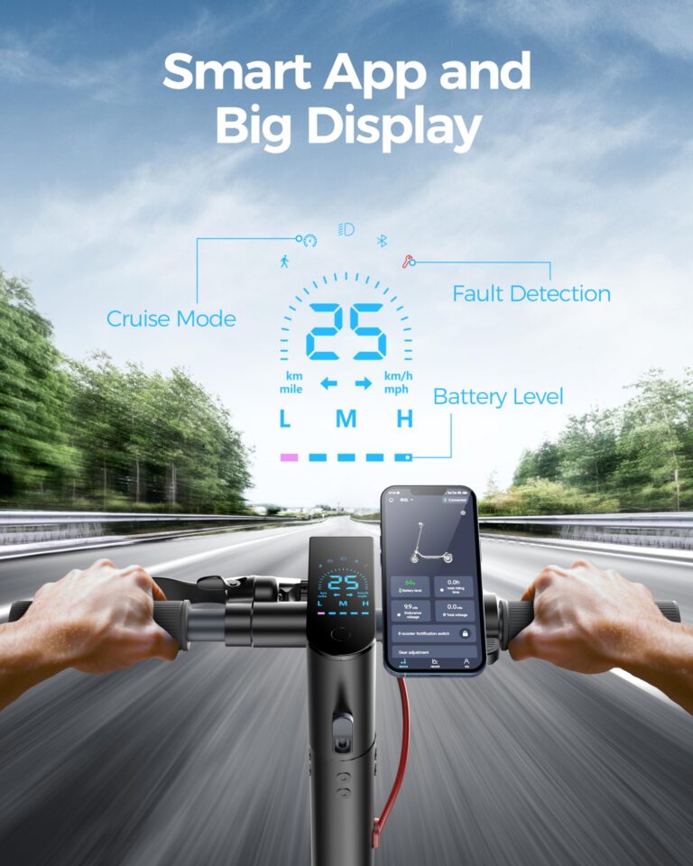 Electric Scooter A6L ECO,Electric Scooter Adults with 10IN Shock Absorbing Tires,10.2AH Big Battery,Max 350W Motor,19 Miles Long Range,APP Control,Rated 15.5MPH, E Scooter for Teens and Adults - Image 5
