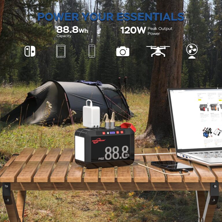 POWSTREAM 88.8Wh Portable Power Station with AC Outlet 120W Peak, 24000mAh Solar Generator with Foldable 21W Panels Included, Solar Powered Power Bank for Outdoor Camping Home Backup Emergency RVs - Image 4