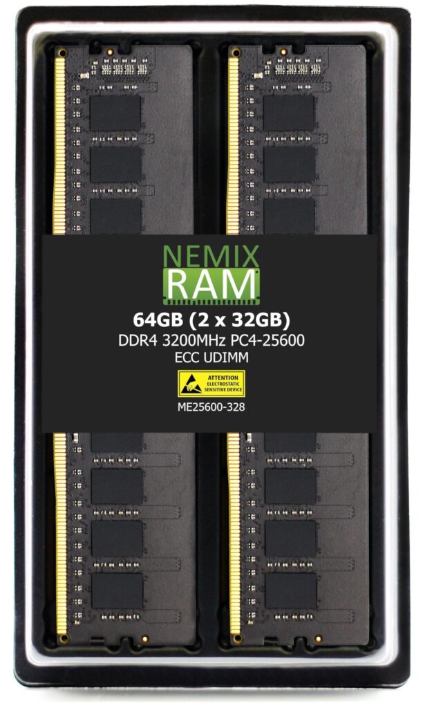 NEMIX RAM 64GB (2X32GB) DDR4 3200MHZ PC4-25600 2Rx8 1.2V CL22 288-PIN ECC Unbuffered UDIMM KIT Compatible with Dell PowerEdge R350 Rack Server