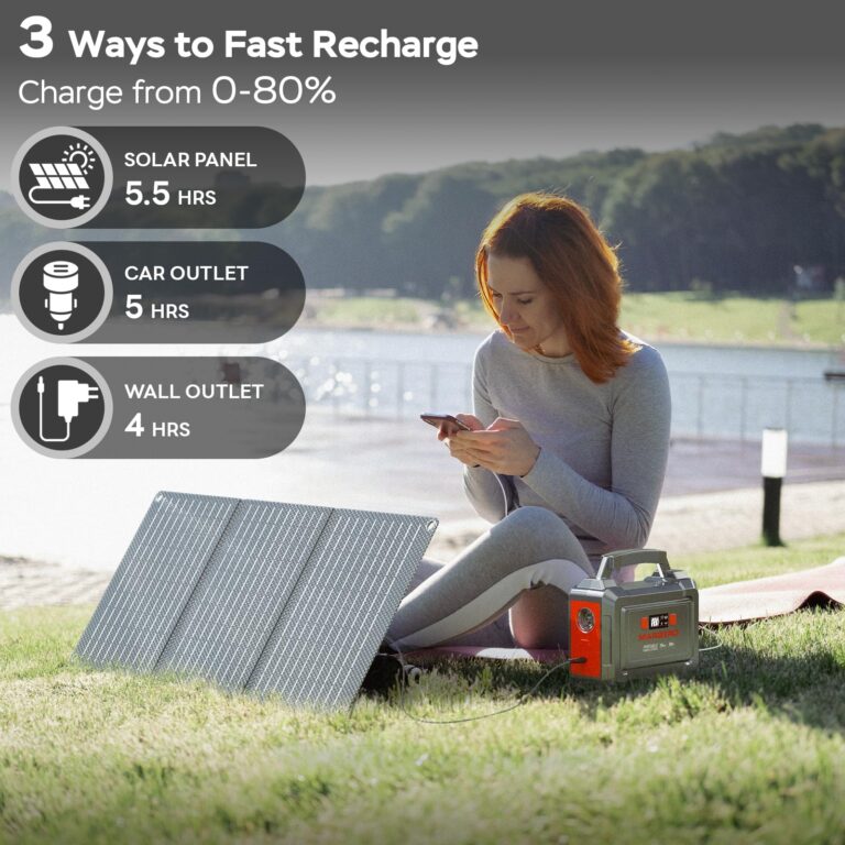 MARBERO Portable Power Station 296Wh Camping Solar Generator Laptop Charger Power Bank with AC Outlet 110V 350W Peak with Multi-Port LED Flashlights for CPAP Home Camping Hurricane Emergency - Image 5