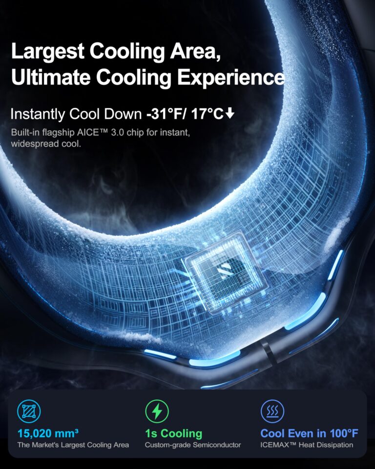 RANVOO 2024 [No.1 Coolest & Most Portable] AICE LITE Neck Air Conditioner, Ultimate Immersive Cooling 6,000 mAh Rechargeable Neck Fan Personal Cooling Device Gift that Blow Cold Air, Sky Blue - Image 7