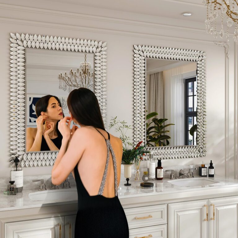 Kelly Miller 30"x40" Jeweled Bathroom Wall Mirror, Large Rectangle Mirror Decorative Mirror Luxury Vanity Mirror with Diamonds for Master Bath Half Bath Living Room Bedroom Fireplace Mantle Entryway - Image 6