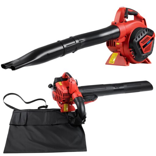 KEZERS Gas Leaf Blower,26CC 2-Cycle Handheld Leaf Blower,2-in-1 Lawn Care Tool with Leaf Blower & Vacuum,318CFM Airflow,152MPH Speed,Ideal for Cleaning Wet Leaves,Sand,Gravel and Light Snow- BL260D