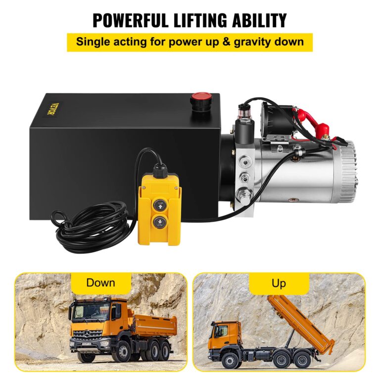 Mophorn Hydraulic Pump, 10 Quart Hydraulic Power Unit, Single Acting Hydraulic Pump, 12V DC Hydraulic Pump (Steel Reservoir, Single Acting, 3200 PSI) w/SAE#6 Connector for Dump Trailer Car Lifting - Image 7