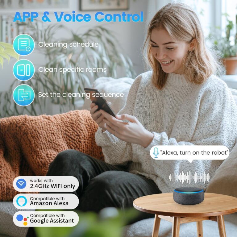 Robot Vacuum and Mop Combo, Self-Emptying, 60-Day Capacity, Schedule, 180mins Runtime, Home Mapping, Wi-Fi/App/Alexa/Remote, Robotic Vacuum Cleaner for Pet, Hard Floors, Carpet - Image 3