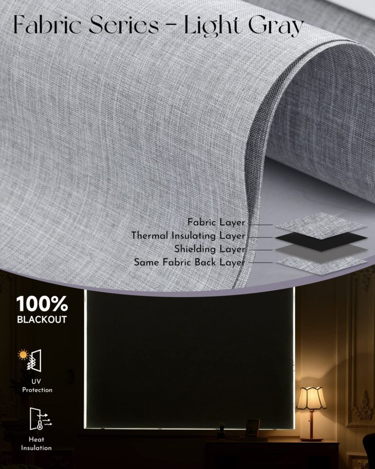 Graywind Motorized Roller Shades Work with Alexa Google Smart Blackout Shades with Remote Insulated Triple Weaved Fabric Window Blinds with Valance for Smart Home Office, Customized Size (Light Grey) - Image 4