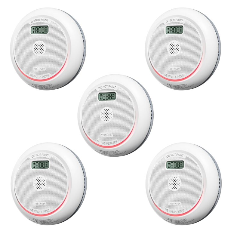 Siterlink Smoke and Carbon Monoxide Detector Combo with LCD Display, 2 in 1 Fire and CO Detector Alarm with LED Indicator & Test Button, Battery Operated, UL 217 & UL 2034 Standards, 5 Pack