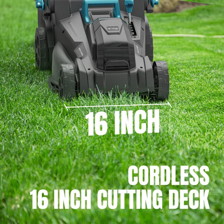 MightyMow Electric Lawn Mower Cordless, 2x20V 16 inch Push Lawn Mower with 6-Position Cutting Height Adjustment, 2x4.0Ah Battery & Dual Charger Included - Image 7