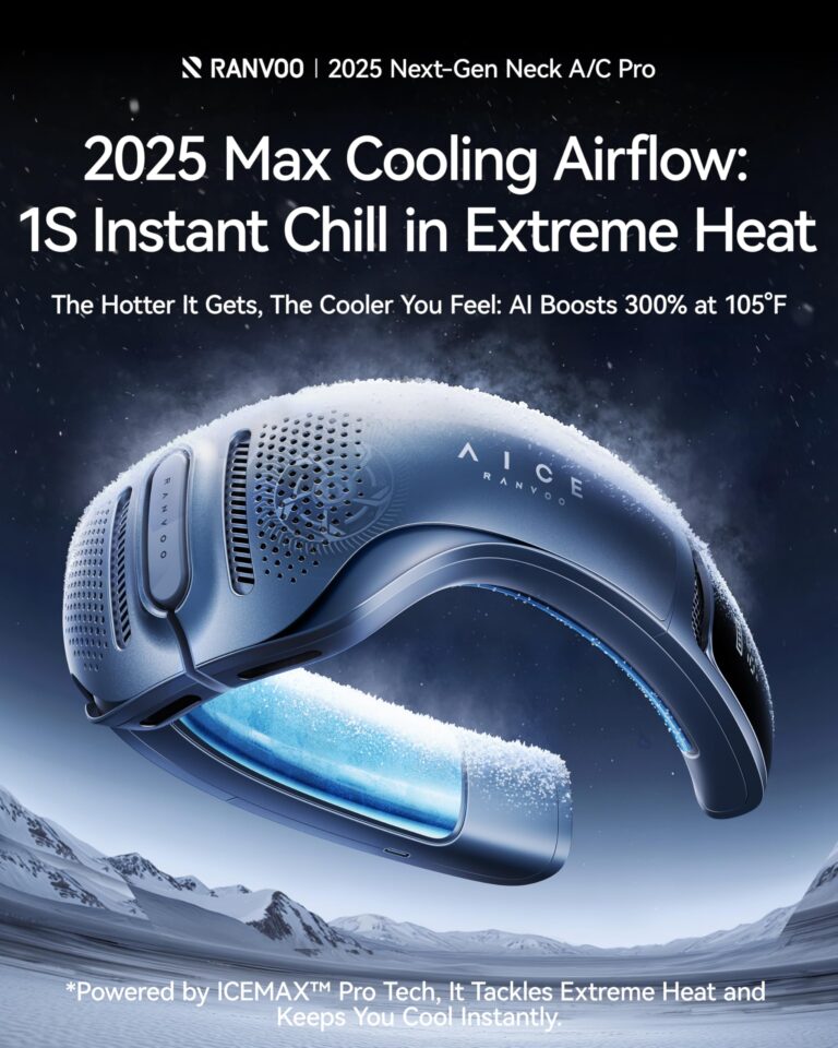 RANVOO AICE LITE Plus 2025 Max Cooling Airflow [No.1 Coolest & Most Durable] Neck Air Conditioner, Ultimate Immersive Personal AC 6,000 mAh Rechargeable Neck Fan Blow Cold Air, Gifts for Mom, Blue - Image 8
