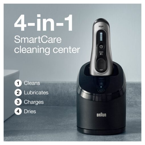 Braun Electric Razor for Men, Series 8 8457cc Electric Foil Shaver with Precision Beard Trimmer, Cleaning & Charging SmartCare Center, Galvano Silver - Image 7
