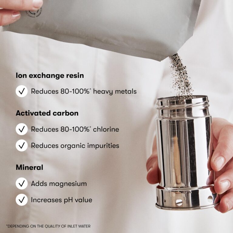 aarke Purifier Large - 1.66 L Glass Water Filter Pitcher Bundle, Refillable Stainless Steel Filter, BPA-Free, Includes (3-Pack) Refill Enriched Granules, Reduce Heavy Metals and Adds Minerals - Image 6