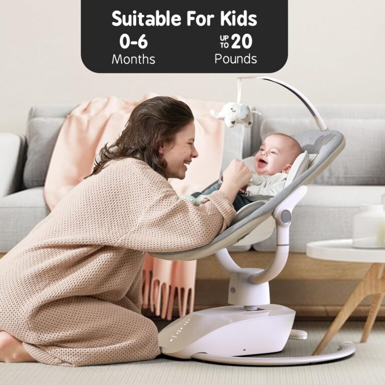 Baby Swing for Infants, Electric Baby Swing with Remote Control, 5 Motions & 4 Speeds, Infant Swings with 8 Lullabies, and 180° Rotating Seat, Indoor & Outdoor Use - Image 3
