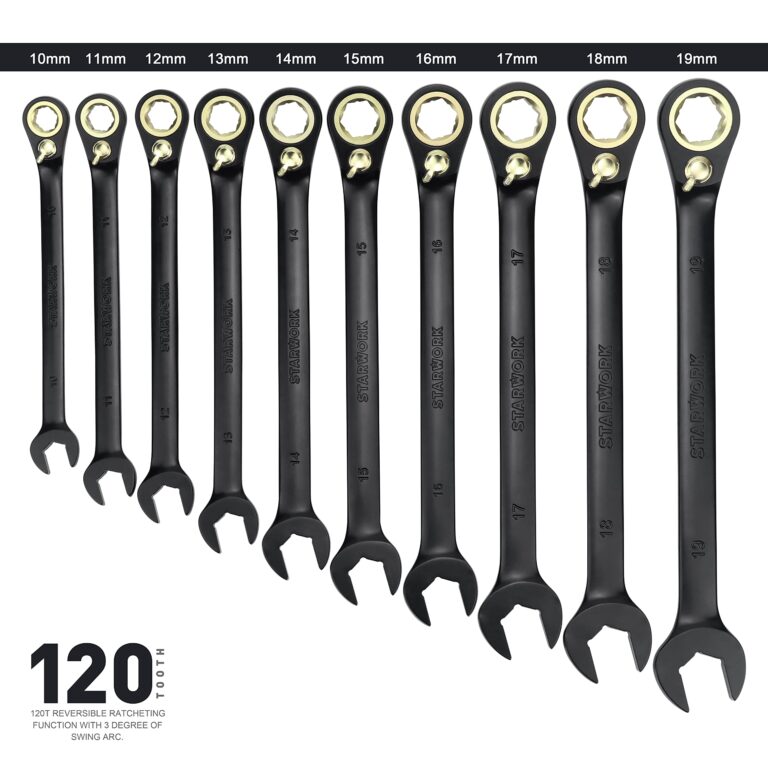 STARWORK TRUE MECHANIC™ 20 Pc. 120T Reversible Ratcheting Combination Wrench Set, Long Pattern, SAE, Metric, Professional, With Portable Roll-Up Pouch Bag - Image 5