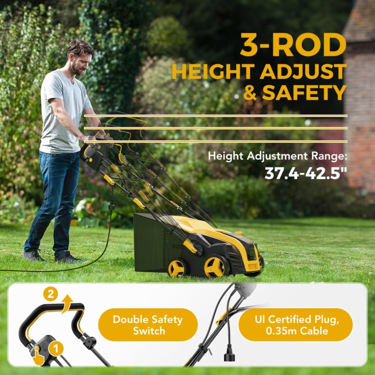 2025 Upgraded EVEAGE 16-Inch 15 Amp Electric Dethatcher & Scarifier, 5-Position Depth Adjustment, 14.5gal Collection Bag, Increases Lawn Health, EDS16S - Image 6