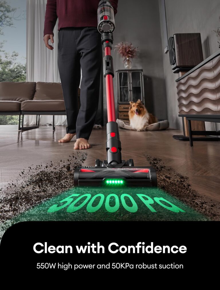 Ultenic Cordless Vacuum Cleaner, 550W/50Kpa, 60Mins Runtime, Stick Vacuum Cordless Rechargeable with 180°Bendable Wand, Anti-Tangle Brush, Vacuum Cleaners for Home/Pet Hair/Carpet/Floor U16 - Image 9