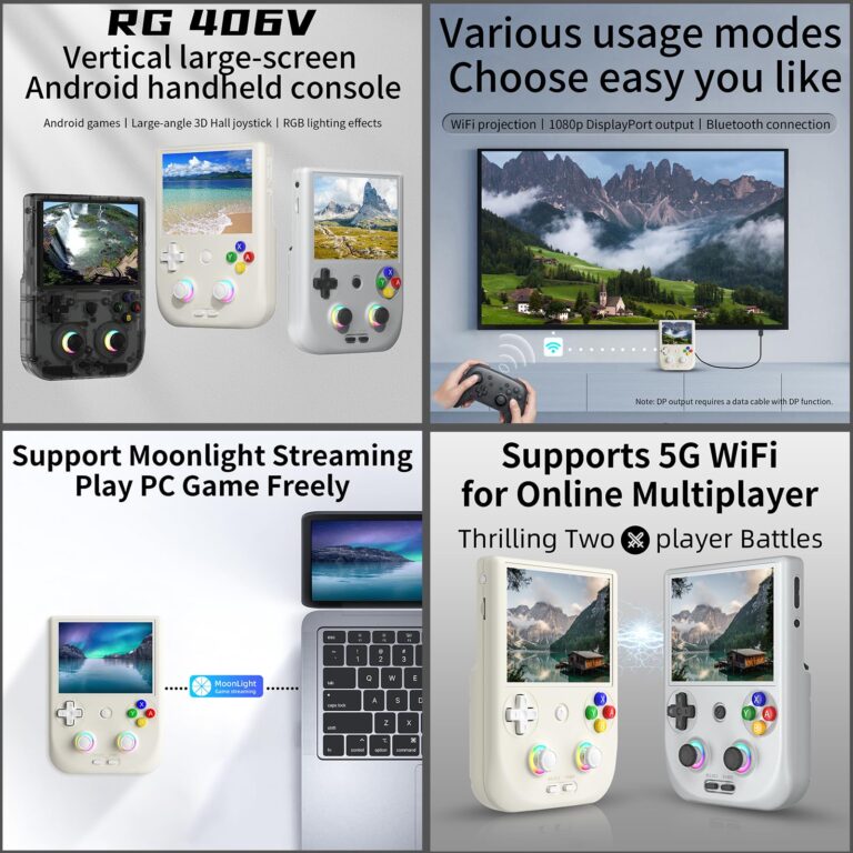 RG406V Handheld Game Console Preloaded Games RG 406V 4-inch IPS Multi-touch Screen Retro Game Console 128G UFS2.2 Android 13 Retro Emulator RG406V 5500mAh Battery 1080p DP WIFI Bluetooth Beige White - Image 3