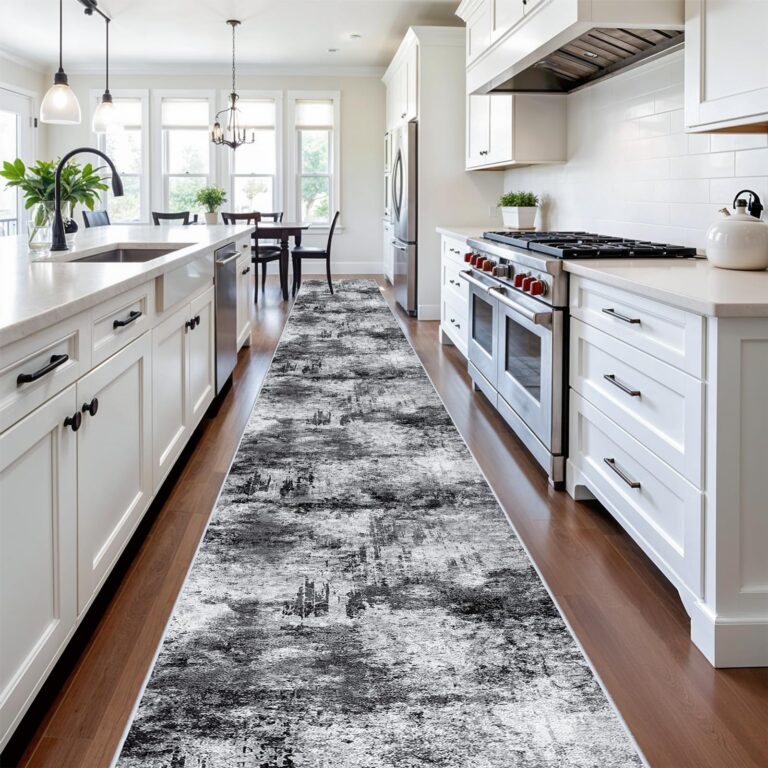 RUUGME Washable Hallway Rug 3x20 - Runner Rug Stain Resistant for Living Room Non Slip Indoor Entryway Rubber Backing Carpet Bedroom Kitchen Distressed Floor Decor Mat Machine Washable 3x20 Black A - Image 7