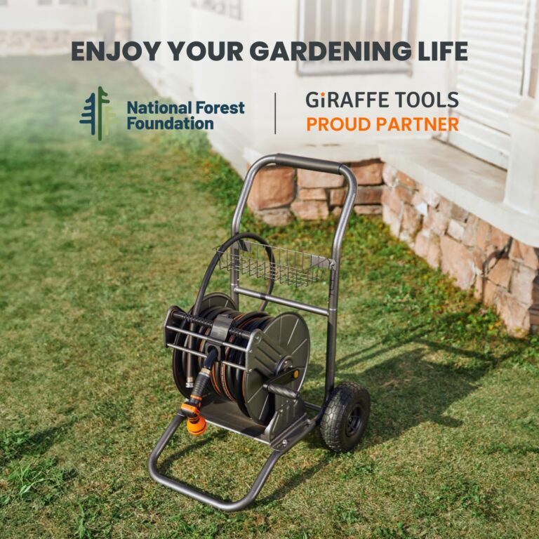 Giraffe Tools Garden Hose Reel Cart with Wheels, Heavy Duty Metal Water Hose Reel Cart, 200 ft of 1/2 Capacity, Mobile Hose Reel Cart for Outside - Image 3