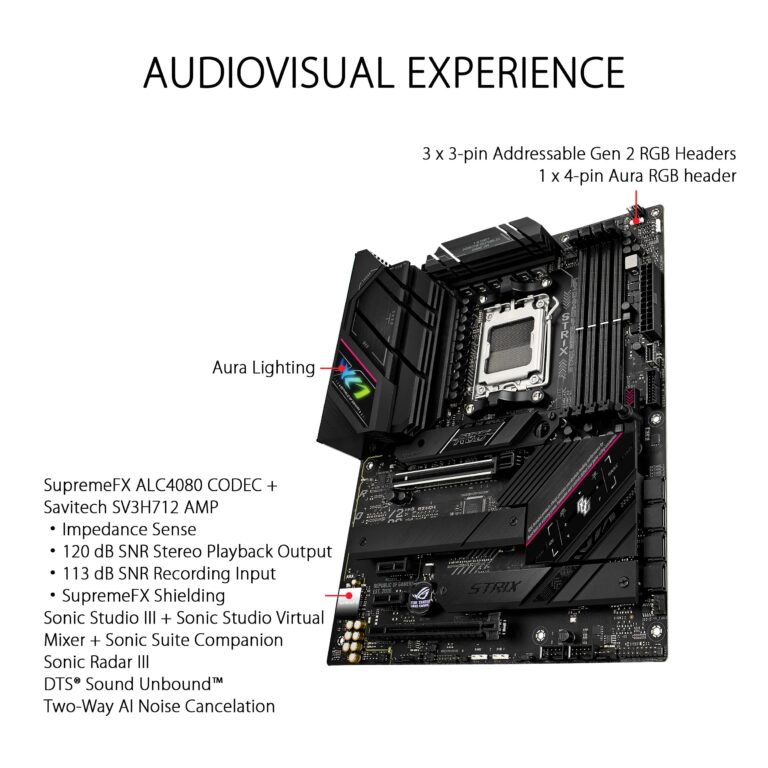 ASUS ROG Strix B650E-F Gaming WiFi AMD B650 AM5 Ryzen™ Desktop 9000 8000 & 7000 ATX Motherboard, 12+2 Power Stages, DDR5, 3X M.2 Slot, PCIe® 5.0, WiFi 6E, 2.5G LAN, USB 3.2 Gen 2x2 Type-C®, Aura Sync - Image 5