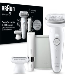 Braun Silk-épil 9 Epilator, Pivoting Head, Wet and Dry, Includes Body Trimmer, Shaver Head and Trimmer Comb,SES9-441