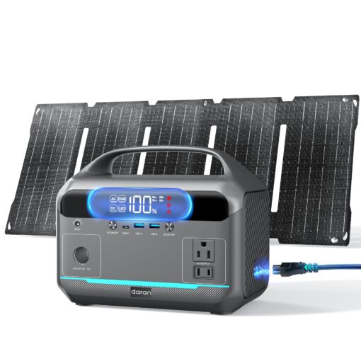 DARAN Solar Generator with 40W Foldable Solar Panel,350W Up to 600W Portable Power Station 288Wh with AC DC Outlet UPS Multi-Port Fast Charge Power Station for CPAP Home Outdoor Camping RVs Emergency