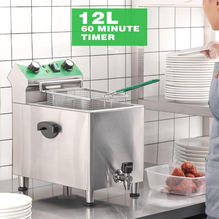 NUPANT Deep Fryer with Basket and Lid Commercial Fryers with Oil Filtration and Timer 12L/12.7QT Electric Countertop Fryer Stainless Steel Single Tank Fryer for Home and Reastaurant Use 110V 1750W - Image 6