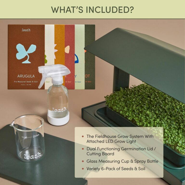 Leath Fieldhouse Seed Starter Tray | Indoor Herb Garden Greenhouse Kit with LED Grow Lights | Microgreen Growing System | Seedling Plant Starter Trays | Home Organic Gardening System (White) - Image 9
