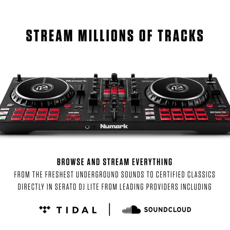 Numark Mixtrack Pro FX – 2 Deck DJ Controller For Serato DJ with DJ Mixer, Built-in Audio Interface, Capacitive Touch Jog Wheels and FX Paddles - Image 3