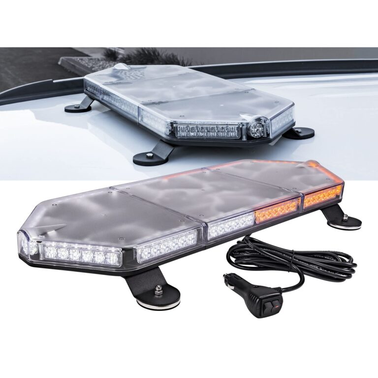 NanoFlare NFMB80 26" 12V 80W Amber White LED Strobe Mini Light Bar [SAE Class 1] [Magnet/Permanent Mount] Yellow Clear Rooftop Rotating Safety Flashing Emergency Police Lightbar for Truck Vehicles