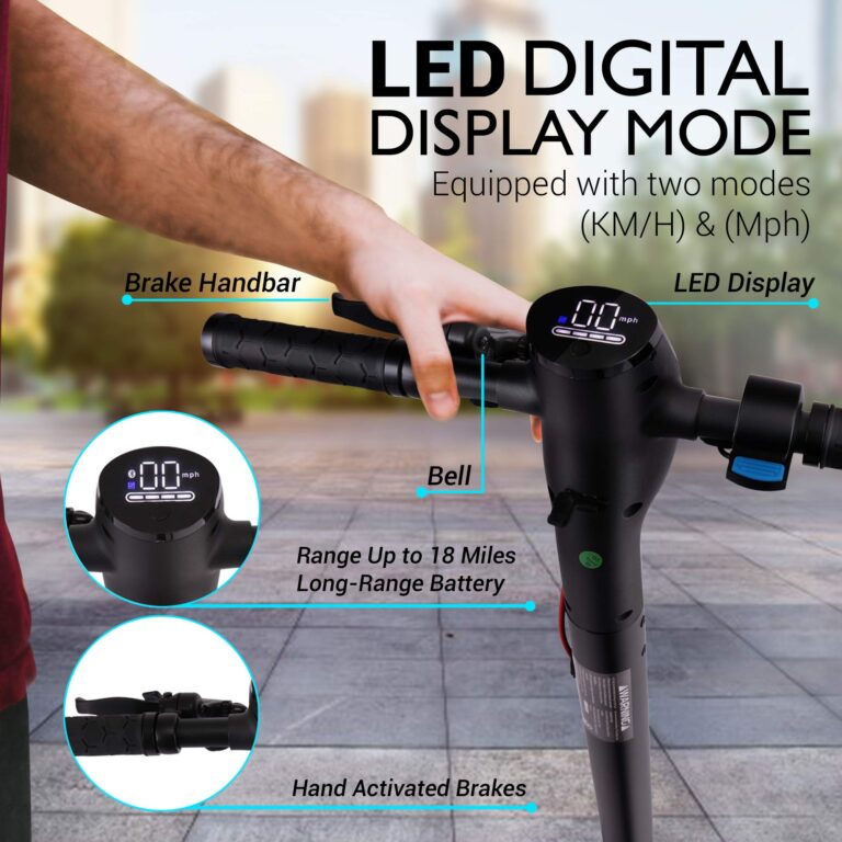 Hurtle Folding Electric Scooter for Adults-300W Brushless Motor Foldable Commuter Scooter w/8.5 Inch Pneumatic Tires,3 Speed Up to 19MPH,18 Miles,Disc Brake&ABS,for Adult&Kids-Hurtle HURES18-M5, Black - Image 5