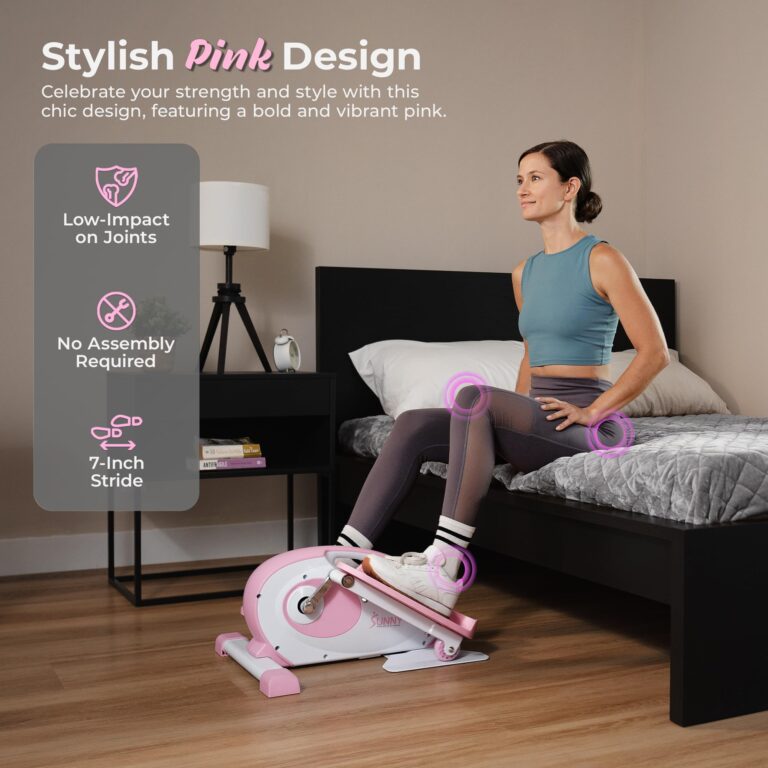Sunny Health & Fitness Smart Pink Under-Desk Elliptical Trainer, Mini Pedal Exerciser for Home/Office Workout, Portable Machine for Seniors Training, Exclusive Bluetooth Link to SunnyFit App - P2420 - Image 6