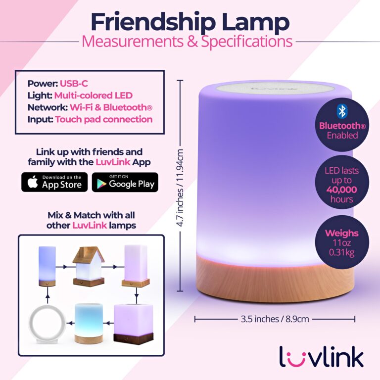 LuvLink Friendship Lamp v2.0 - Extended WiFi Range - Simple Bluetooth Setup (Set of Three) - Image 8
