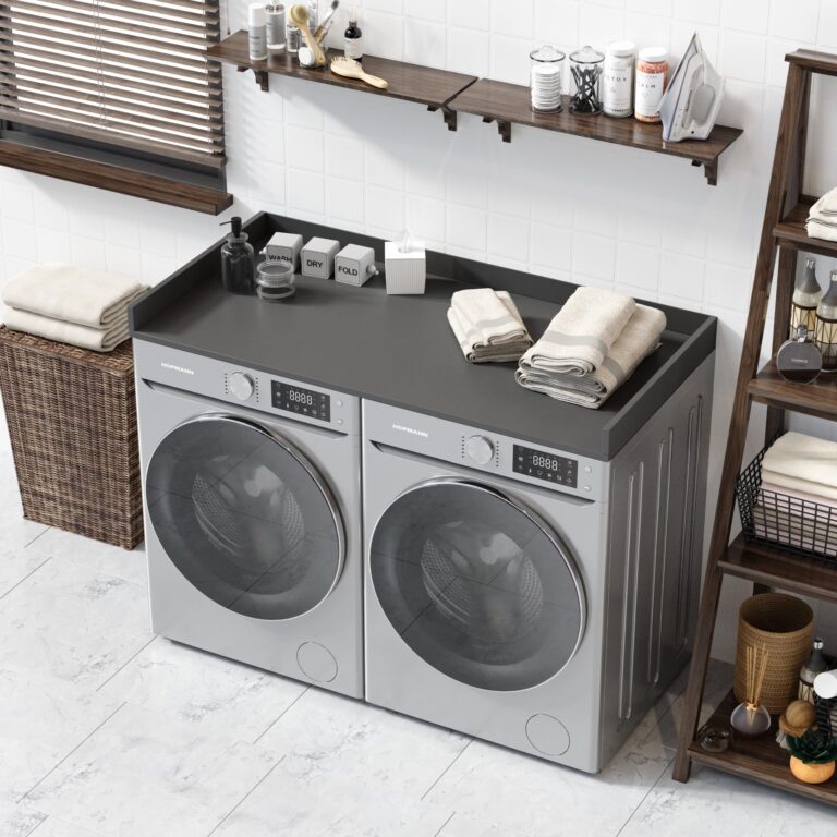 OfficeSimpli Washer Dryer Countertop, Made in USA, Non-Slip Pads, Easy Clean, Laundry Room Essentials and Decor, Washer Dryer Wood Top for Organization (Slate Grey, Standard (27.5" x 54")) - Image 7