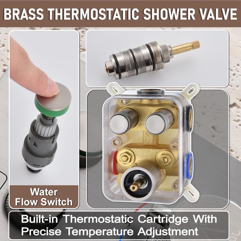 JQBQS Thermostatic Shower Valve/System 12 inches Nickel Brass Faucet Set With Diverter/Mixer With Handheld Rain Head High Pressure Modern Rainfall - Image 7