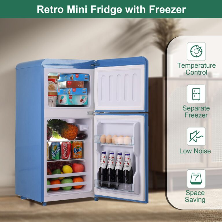 Gshop FLS-80G-BLUE Dorm Mini Refrigerator 3.5 Cu. Ft, Adjustable Thermostat Small Retro Fridge with Separate Freezer for Apartment, Office, Home, Blue - Image 7