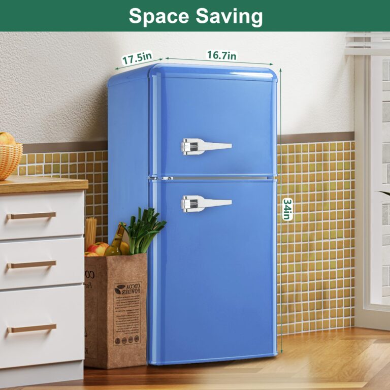 Gshop FLS-80G-BLUE Dorm Mini Refrigerator 3.5 Cu. Ft, Adjustable Thermostat Small Retro Fridge with Separate Freezer for Apartment, Office, Home, Blue - Image 3