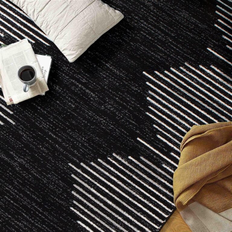 Rugshop Bohemian Stripe Stain Resistant High Traffic Living Room Kitchen Bedroom Dining Home Office Area Rug 8'x10' Black - Image 7