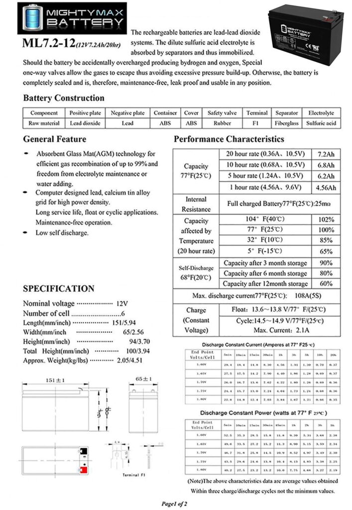 Mighty Max Battery ML7-12 - 12 Volt 7.2 AH SLA Battery - Pack of 10 - Image 3