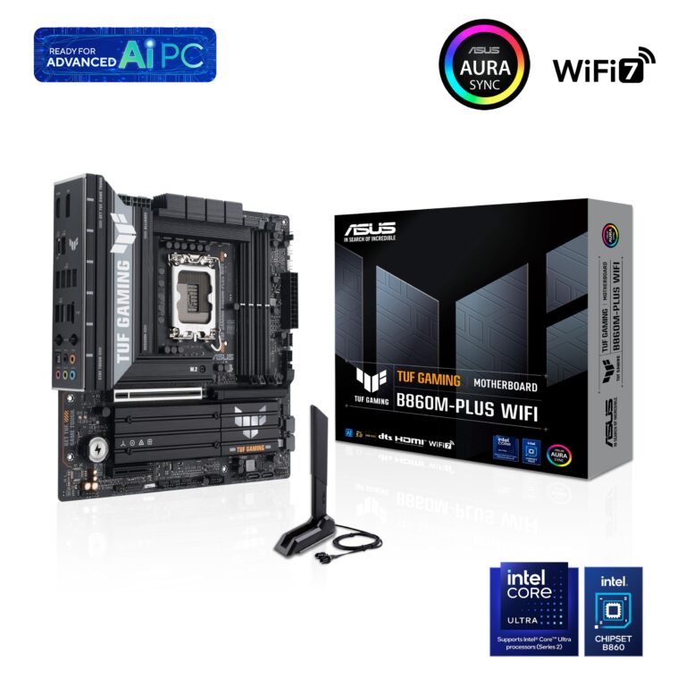 ASUS TUF Gaming B860M-PLUS WiFi B860 LGA 1851 mATX Motherboard, Intel® Core™ Ultra Series 2 Ready, AI PC, 12+1+2+1 80A Stages, DDR5,PCIe 5.0, 3X M.2, Wi-Fi 7, 2.5G LAN, HDMI™, USB 20Gbps Type-C® - Image 4