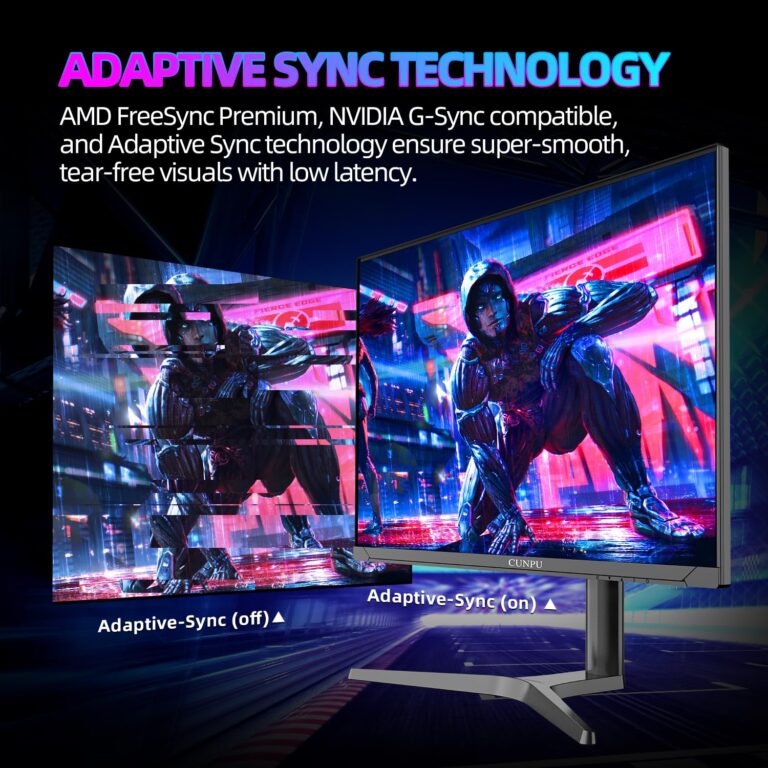 CUNPU 32 Inch Gaming Monitor QHD (2560 x 1440) 2K IPS Panel, 165Hz, 1ms GTG, sRGB 100%,Freesync, HDR10, VESA Mountable,Displayport, HDMI, Height/Tilt/Swivel/Pivot Adjustment, PC Monitor for Gamers - Image 4