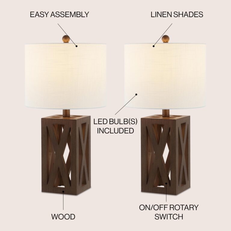 JONATHAN Y JYL1062A-SET2 Stewart 21.5" Wood LED Table Lamp Farmhouse, French Country, Rustic, Bohemian, Bedroom, Living Room, Office, College, Bookcase, Brown (Set of 2) - Image 3
