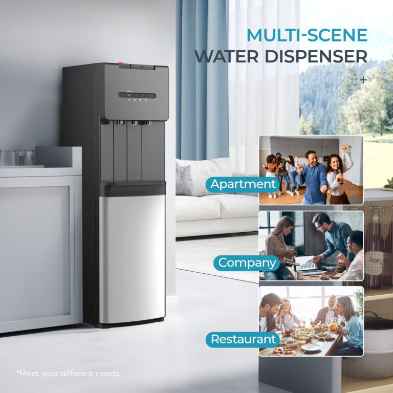 Euhomy Self-Cleaning Bottom Loading Water Dispenser, 3 Temperatures - Cold/Hot/Warm, with Child Lock, Display Light, Suitable for Apartments, Schools, Companies, Black - Image 6