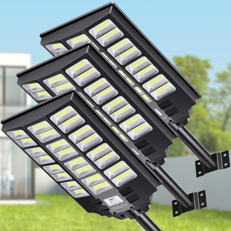 VOOJOY 8000W Solar Street Light, 3 Pack Dusk to Dawn Solar Lights Outdoor with Motion Sensor and Remote Control for Yard Parking Lot, Garage, Street