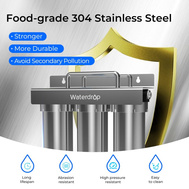 Waterdrop TST-UF 0.01μm Ultra-Filtration Under Sink Water Filter, Stainless Steel, 5X Service Life,Remove 99.99% of Contąminants Larger Than 0.01μm, with Dedicated Faucet, USA Tech (3 Filter Included) - Image 9