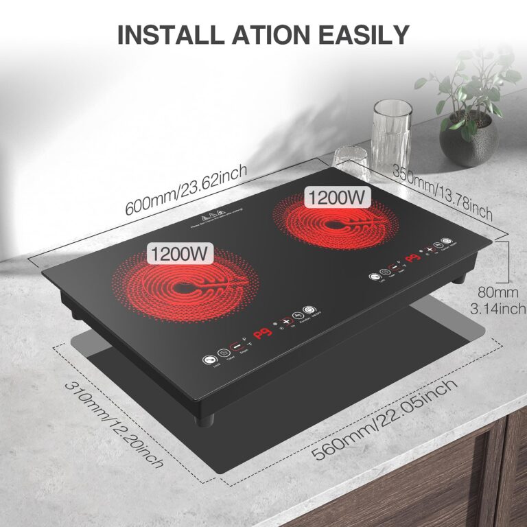 Electric Cooktop, 24 Inch 2 Burner Electric Cooktop 110V, Built-in and Countertop Electric Stove Top Plug in, 2400W Electric Stove, Compatible for All Cookware,Timer & Kid Safety Lock - Image 3