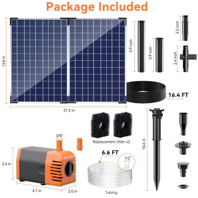 POPOSOAP Solar Water Fountain Pump Outdoor 35 Watt, 480GPH Solar Fountain Pump with Foldable Solar Panel, Adjustable Water Flow Solar Pump Kit for Garden Fish Pond Waterfall Hydroponics Pool - Image 4