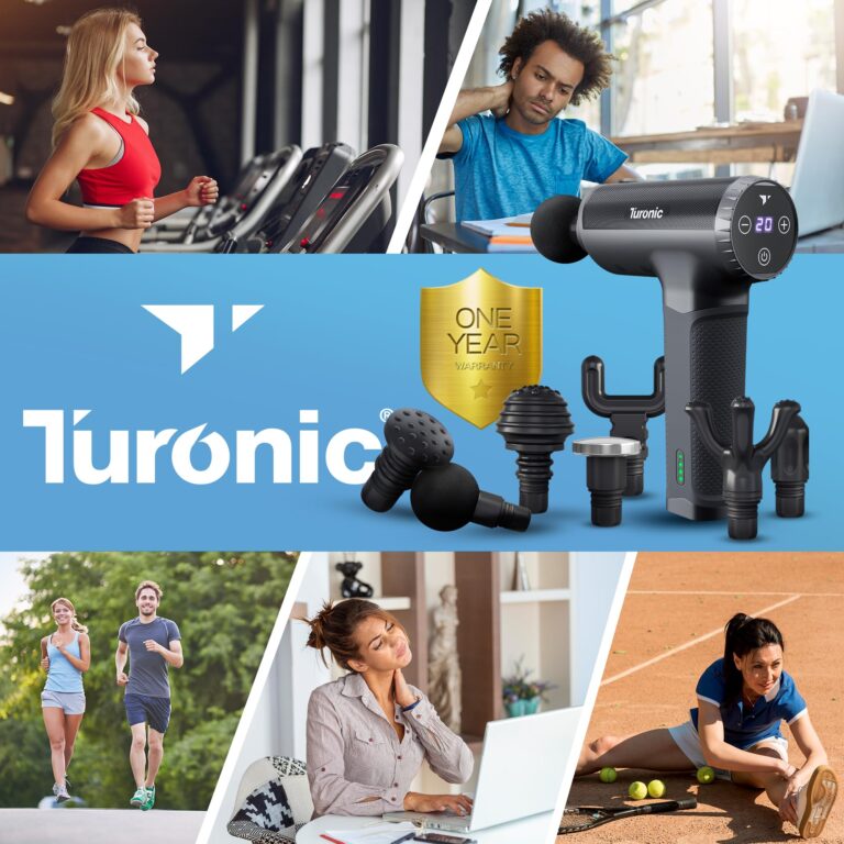 Turonic Professional Handheld Massage Gun - Deep Tissue Percussion Massager, 20 Speeds, 7 Heads, Quiet, Powerful, Portable, Cordless, Great for Athletes, Personal Use, Shoulder, Foot, Back Body, GM5 - Image 4
