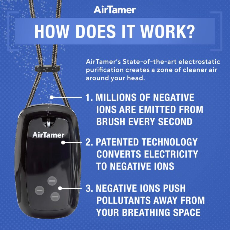 AirTamer A315 Advanced Rechargeable and Portable Air Negative Ion Generator | Proven Performance, Black with Black Leather Travel Case - Image 5