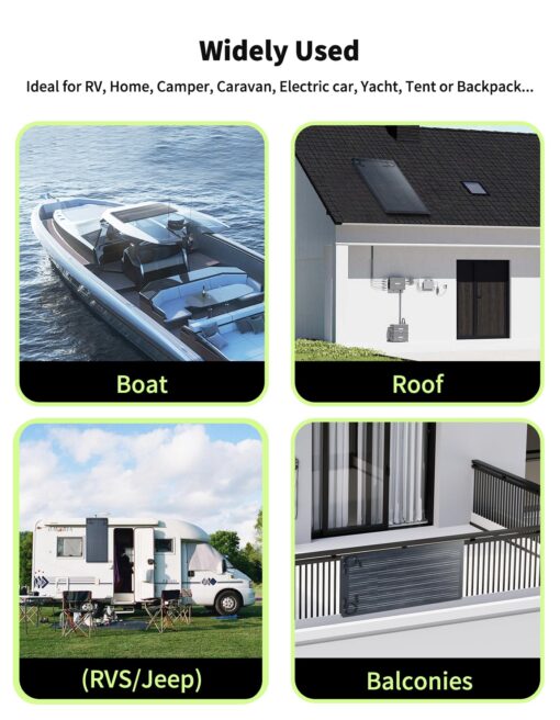 Greenmagic 200W 20V Flexible Solar Panel Ultra Thin Ultra Lightweight Off-Grid Charger for Marine RV Cabin Van Car Uneven Surfaces - Image 4