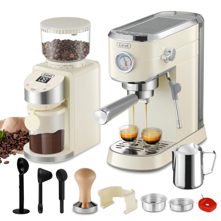Gevi Super-Automatic Espresso Machine 20 Bar with Grinder, Professional Espresso Maker with 35 Precise Grind Settings Burr Coffee Grinders Combos, Gift for Coffee Lover